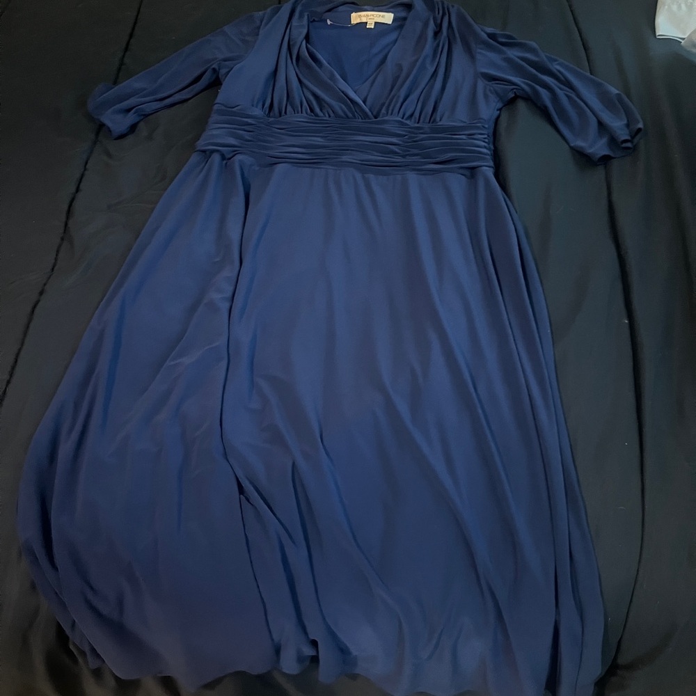 Evan Picone Blue Cowl Neck Dolman Sleeve Dress